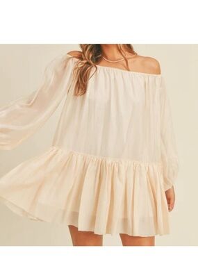 Mable Women's Off The Shoulder Organza Mini Dress Sz S Boho Chic Sheer Cocktail